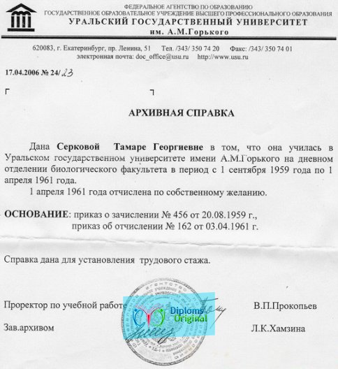 Архивная справка Архивная справка